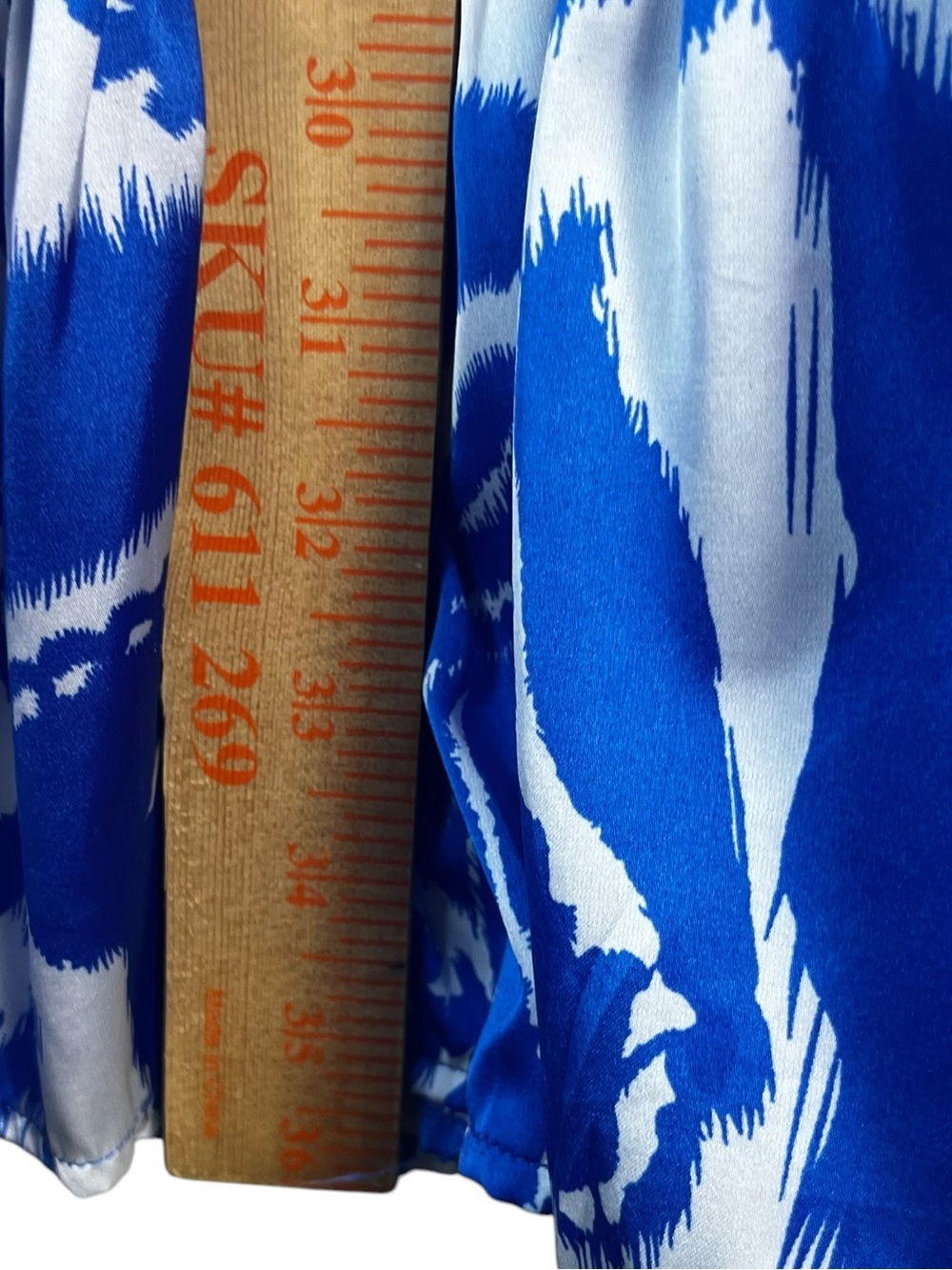 Jodiel Blue and White V-Neck Flutter Sleeve Tiered Swing Dress size L - Picture 4 of 12